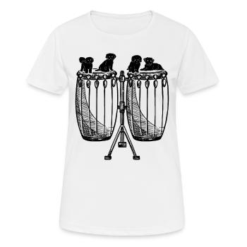 Conga With Dogs Conga Musician Cute Dogs On Conga - Women's Breathable T-Shirt - white - Front - AI Model Female 172 dark (172cm)