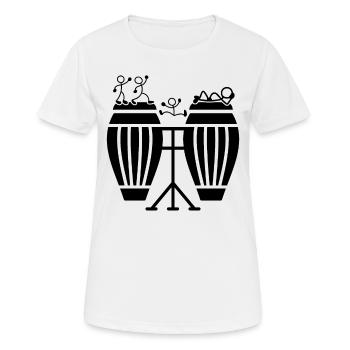 Funny Conga Player Stick Figure Conga Drummer - Frauen T-Shirt atmungsaktiv - Weiß - Vorne - AI Model Female 172 dark (172cm)