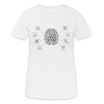 AI - AI Brain & AI Artificial Intelligence Machine - Frauen T-Shirt atmungsaktiv - Weiß - Vorne - AI Model Female 172 dark (172cm)