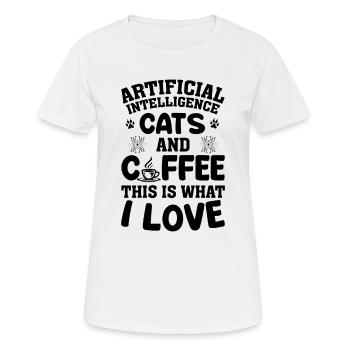Artificial Intelligence Cats And Coffee This Is Wh - Frauen T-Shirt atmungsaktiv - Weiß - Vorne - AI Model Female 172 dark (172cm)