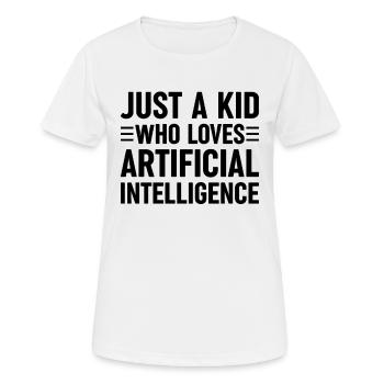 Juste un enfant qui aime l’intelligence artificielle - T-shirt respirant Femme - blanc - Devant - AI Model Female 172 dark (172cm)