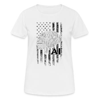 AI US Flag Artificial Intelligence Technology - Frauen T-Shirt atmungsaktiv - Weiß - Vorne - AI Model Female 172 dark (172cm)