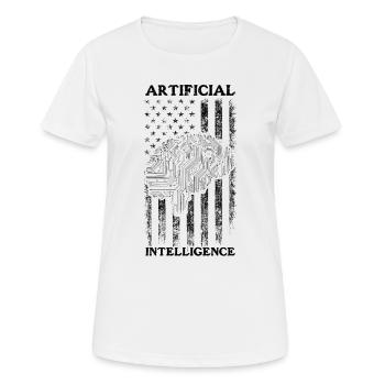 Artificial Intelligence USA Flag - AI Technology - Frauen T-Shirt atmungsaktiv - Weiß - Vorne - AI Model Female 172 dark (172cm)