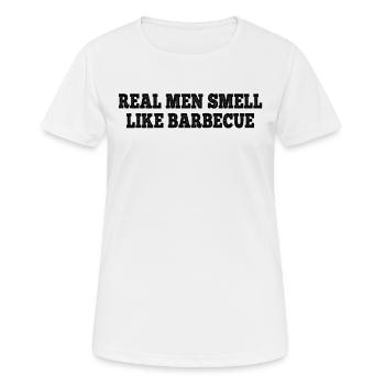 Grillades au barbecue - Real Men sent le barbecue - T-shirt respirant Femme - blanc - Devant - AI Model Female 172 dark (172cm)