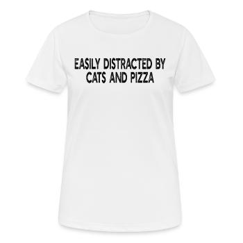 Easily Distracted By Cats And Pizza - Cat Lover Pi - Women's Breathable T-Shirt - white - Front - AI Model Female 172 dark (172cm)