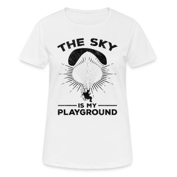 Le ciel est mon terrain de jeu - Drôle de parapente motorisé - T-shirt respirant Femme - blanc - Devant - AI Model Female 172 dark (172cm)