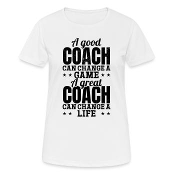 Un bon entraîneur peut changer un match Un grand entraîneur Lacro - T-shirt respirant Femme - blanc - Devant - AI Model Female 172 dark (172cm)
