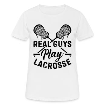 Real Guys Play Lacrosse - Lacrosse Player - Women's Breathable T-Shirt - white - Front - AI Model Female 172 dark (172cm)