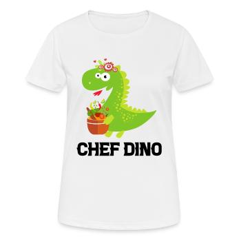 Chef Dino Kitchen Cook & Dinosaur Lover Restaurant - Women's Breathable T-Shirt - white - Front - AI Model Female 172 dark (172cm)