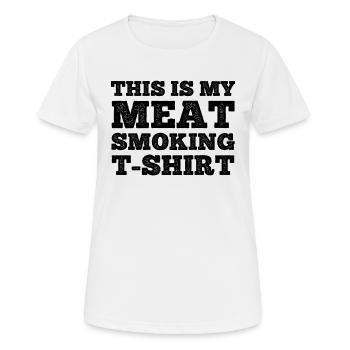 This Is My Meat Smoking T-shirt Grilling Smoke Bar - Women's Breathable T-Shirt - white - Front - AI Model Female 172 dark (172cm)