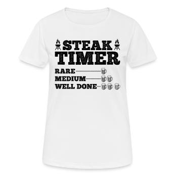 Steak Timer Rare Medium Well Done Beers And Barbec - Women's Breathable T-Shirt - white - Front - AI Model Female 172 dark (172cm)