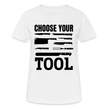 Choisissez votre outil Chef Couteaux Instruments de cuisine C - T-shirt respirant Femme - blanc - Devant - AI Model Female 172 dark (172cm)