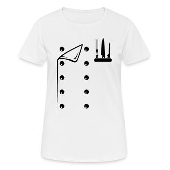 Chef Costume Culinary Chef Cooking Costume Kitchen - Frauen T-Shirt atmungsaktiv - Weiß - Vorne - AI Model Female 172 dark (172cm)