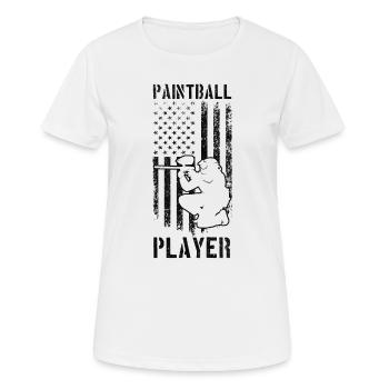 Joueur de paintball US Flag Paintball Paintballer - T-shirt respirant Femme - blanc - Devant - AI Model Female 172 dark (172cm)