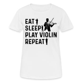 Manger dormir Jouer Violon Répéter Violon Violon - T-shirt respirant Femme - blanc - Devant - AI Model Female 172 dark (172cm)