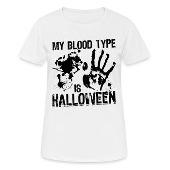 31 octobre Halloween Party - Mon groupe sanguin est Hall - T-shirt respirant Femme - blanc - Devant - AI Model Female 172 dark (172cm)