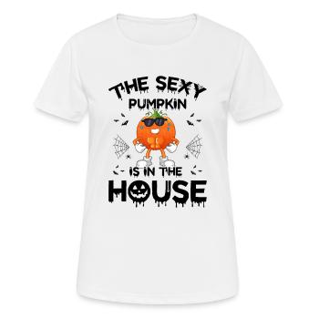 The Sexy Pumpkin Is In The House - Funny Halloween - Women's Breathable T-Shirt - white - Front - AI Model Female 172 dark (172cm)