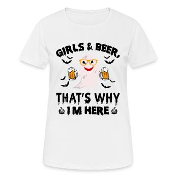 Les filles et la bière, c’est pourquoi je suis là - Halloween drôle - T-shirt respirant Femme - blanc - Devant - AI Model Female 172 dark (172cm)