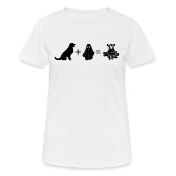 Funny Halloween Dog + Ghost = Dog Ghost - Frauen T-Shirt atmungsaktiv - Weiß - Vorne - AI Model Female 172 dark (172cm)