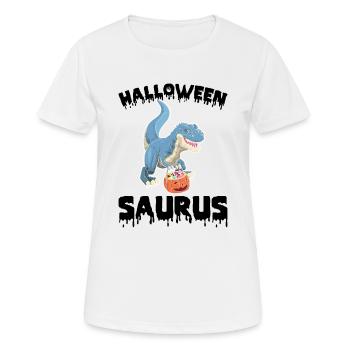 Halloween Dino with Pumpkin Halloween Saurus - Women's Breathable T-Shirt - white - Front - AI Model Female 172 dark (172cm)