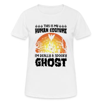 C’est mon costume humain, je suis vraiment un fantôme effrayant - T-shirt respirant Femme - blanc - Devant - AI Model Female 172 dark (172cm)
