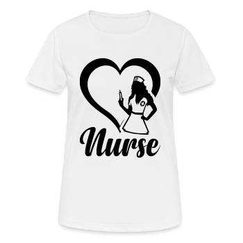 Infirmière avec coeur Infirmière infirmière - T-shirt respirant Femme - blanc - Devant - AI Model Female 172 dark (172cm)