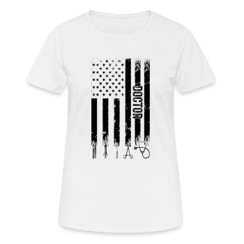 Hospital Doctor Doctor Life - Doctor US Flag - Frauen T-Shirt atmungsaktiv - Weiß - Vorne - AI Model Female 172 dark (172cm)