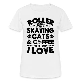 Roller Skating Cats Coffee This Is What I Love - Frauen T-Shirt atmungsaktiv - Weiß - Vorne - AI Model Female 172 dark (172cm)