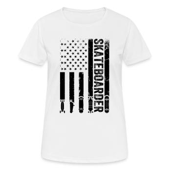 Skatepark Skateboarder US Flag - Frauen T-Shirt atmungsaktiv - Weiß - Vorne - AI Model Female 172 dark (172cm)