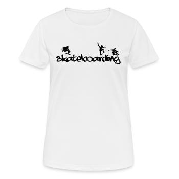 Skateboarder Skateboarding Silhouette - Women's Breathable T-Shirt - white - Front - AI Model Female 172 dark (172cm)