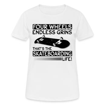 Four Wheels Endless Grins. That's The Skateboardin - Frauen T-Shirt atmungsaktiv - Weiß - Vorne - AI Model Female 172 dark (172cm)