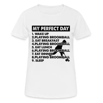 Jouer au ballon-balai plan de jour Joueur de ballon-balai - T-shirt respirant Femme - blanc - Devant - AI Model Female 172 dark (172cm)