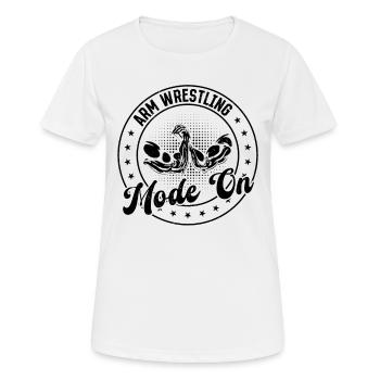 Arm Wrestling Mode On - Armwrestling Arm Wrestler - Women's Breathable T-Shirt - white - Front - AI Model Female 172 dark (172cm)