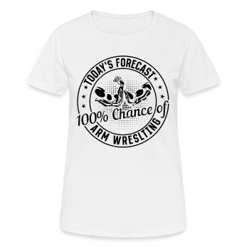 Les prévisions d’aujourd’hui 100% de chances de bras de fer - T-shirt respirant Femme - blanc - Devant - AI Model Female 172 dark (172cm)