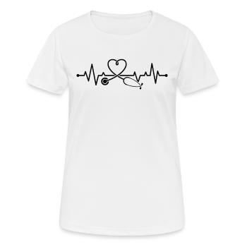 Battement de cœur du stéthoscope du médecin - T-shirt respirant Femme - blanc - Devant - AI Model Female 172 dark (172cm)