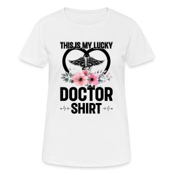 C’est mon médecin porte-bonheur chemise médecin - T-shirt respirant Femme - blanc - Devant - AI Model Female 172 dark (172cm)