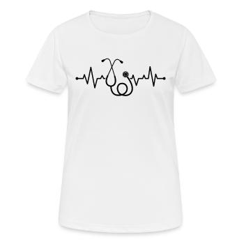 Battement de cœur du stéthoscope du médecin - T-shirt respirant Femme - blanc - Devant - AI Model Female 172 dark (172cm)