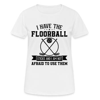 J’ai les bâtons de floorball et je n’ai pas peur de - T-shirt respirant Femme - blanc - Devant - AI Model Female 172 dark (172cm)