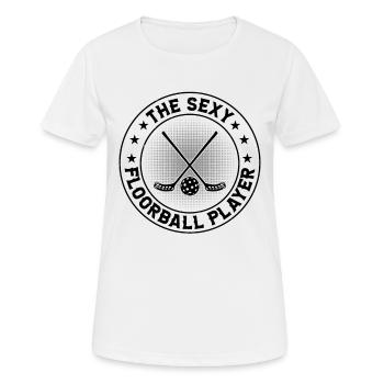 Le joueur de floorball sexy - T-shirt respirant Femme - blanc - Devant - AI Model Female 172 dark (172cm)