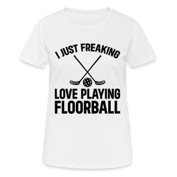 I Just Freaking Love Playing Floorball - Women's Breathable T-Shirt - white - Front - AI Model Female 172 dark (172cm)