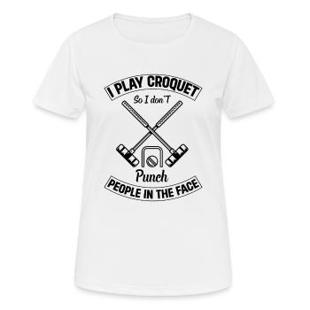 I Play Croquet So I Don't Punch People In The Face - Women's Breathable T-Shirt - white - Front - AI Model Female 172 dark (172cm)