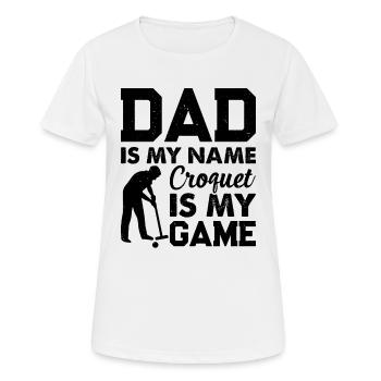 Papa est mon nom Le croquet est mon jeu - Joueur de croquet - T-shirt respirant Femme - blanc - Devant - AI Model Female 172 dark (172cm)