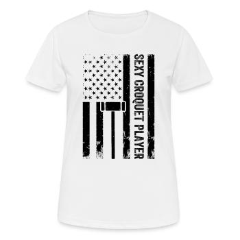 Croquet US Flag Sexy Croquet Player - Frauen T-Shirt atmungsaktiv - Weiß - Vorne - AI Model Female 172 dark (172cm)
