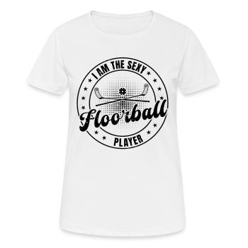 Jeu de floorball - Je suis le joueur de floorball sexy - T-shirt respirant Femme - blanc - Devant - AI Model Female 172 dark (172cm)
