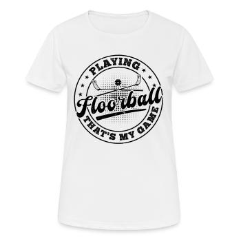 Jouer au floorball, c’est mon jeu - Floorball Playe - T-shirt respirant Femme - blanc - Devant - AI Model Female 172 dark (172cm)