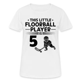 Ce petit joueur de floorball a 5 ans floorb - T-shirt respirant Femme - blanc - Devant - AI Model Female 172 dark (172cm)