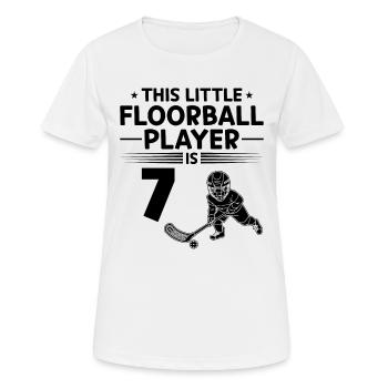 Ce petit joueur de floorball a 7 ans floorb - T-shirt respirant Femme - blanc - Devant - AI Model Female 172 dark (172cm)