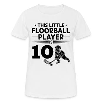 Ce petit joueur de floorball a 10 ans floor - T-shirt respirant Femme - blanc - Devant - AI Model Female 172 dark (172cm)