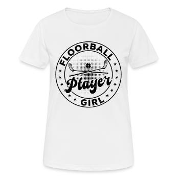 Joueur de floorball fille - T-shirt respirant Femme - blanc - Devant - AI Model Female 172 dark (172cm)