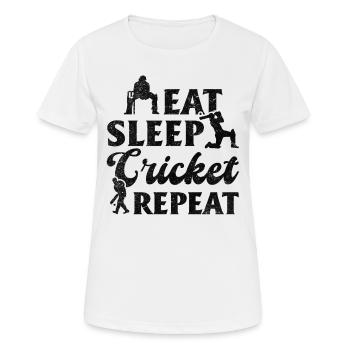 Funny Cricket Player - Eat Sleep Cricket Repeat - Women's Breathable T-Shirt - white - Front - AI Model Female 172 dark (172cm)